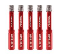 FOCSTOL Dry Diamond Drill Bits Set - 5pcs 8mm Diamond Hole Saw Kit with Triangle Shank for Porcelain Tile Ceramic Granite Marble Quartz