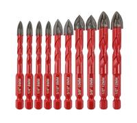 FOCSTOL Masonry Drill Bits Set - 10pcs Carbide Drill Bits Set with Quick Change Hex Shank for Wood Plastic Foam Tiles Softer Materials (6mm*4+8mm*2+10mm*2+12mm*2)