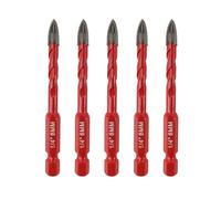 FOCSTOL Masonry Drill Bits Set - 5pcs 6mm Carbide Drill Bits Set with Quick Change Hex Shank for Wood Plastic Foam Tiles Softer Materials