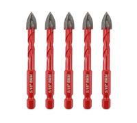 FOCSTOL Masonry Drill Bits Set - 5pcs 8mm Carbide Drill Bits Set with Quick Change Hex Shank for Wood Plastic Foam Tiles Softer Materials