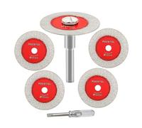 FOCSTOL Mini Diamond Glass Cutting Disc - 5pcs 40mm Blades, 1pc 6mm Shank for Glass, Jade, Marble, Granite, Artificial Stone, Porcelain, Ceramic