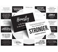 Focus and Zeal Motivational and Inspirational Success Quote Cards in Black and White by Historically Famous Leaders and Innovators - Business Card Size, 30 pcs