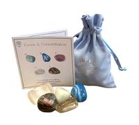 Focus Concentration Crystals - UK Designed 5 Stone Premium Selection for Sincerity, Wealth, Calmness, Peace Comes with Gift Pouch, Wellness Guide & Info Booklet