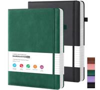 FOCUS DAY A4 Notebook Hardback, 2 Pack PU Leather Journal for Women/Men Writing, A4 (21.5 x 28 cm) Large Note Book with 100GSM Lined Paper, Pen Holder, Ribbon Bookmark