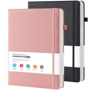 FOCUS DAY A4 Notebook Journal for Women Men, 2 Pack A4 Lined Notebook Hardback with 100GSM Thick Paper, No Bleed, PU Leather Large Note book for Writing Work, Office School Supplies, 21.5 x 28 cm