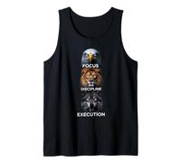 Focus Discipline Execution Lion Wolf Eagle Motivational Tank Top