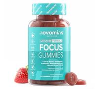Focus Gummies - Ashwagandha, Lions Mane, Gingko Biloba, Vitamin B12 & Caffeine - 1-Month Supply - Focus, Memory & Energy Support - Gluten-Free Nootropics & Mushrooms - 60 Gummies - Novomins
