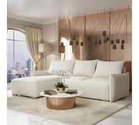 Focus L Mir Corner Sofa Bed With Storage Universal Side Hdf Chipboard Wood Frame Wavy Spring 240X155X87Cm Cream
