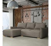 Focus L Universal Side Corner Sofa Bed With Storage Hdf And Chipboard Frame 240X155X87 Cm Fabric Brown