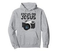 Focus On Jesus, Christian Photographer, Retro Camera Church Pullover Hoodie