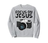 Focus On Jesus, Christian Photographer, Retro Camera Church Sweatshirt