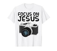Focus On Jesus, Christian Photographer, Retro Camera Church T-Shirt