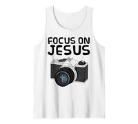 Focus On Jesus, Christian Photographer, Retro Camera Church Tank Top