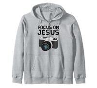 Focus On Jesus, Christian Photographer, Retro Camera Church Zip Hoodie