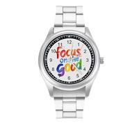 Focus on The Good Fashion Quartz Wrist Watch Stainless Steel Wristwatches with Arabic Numerals for Men Women