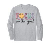 Focus On The Good Happy Face Positive Retro Cute Graphic Long Sleeve T-Shirt