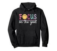 Focus On The Good Happy Face Positive Retro Cute Graphic Pullover Hoodie