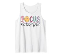 Focus On The Good Happy Face Positive Retro Cute Graphic Tank Top