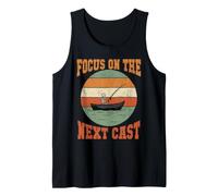 Focus On The Next Cast Vintage Fishing Skeleton Angler Retro Tank Top