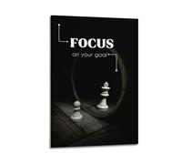 Focus on Your Goal Wall Art, Chess-themed Print, Motivational Poster, Concentrated Canvas Picture Poster Decorative Painting Canvas Wall Posters And Art Picture Print Modern Family Bedroom Decor Poste