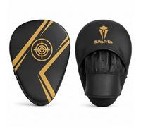 Focus pads Boxing Mitts - Curved Hook and Jab Target Hand Pads - Great for MMA, Kickboxing, Martial Arts, Muay Thai, Karate Training - Padded Punching, Coaching Strike Shield (Black/Matte Gold)