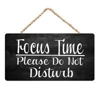 Focus Time Please Do Not Disturb Funny Wooden Sign, Virtual Learning Classroom Teacher Decor, 12x6 Inch