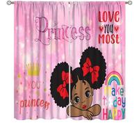 Focusbrite African American Girl Curtains，Lovely Abstract Black Girl Inspirational Quotes for Kids Girls Bedroom Study Room Living Room Home Window Drapes Set 2 Panels,42x45 Inches