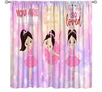 Focusbrite Black Girl Window Curtains,Cartoon Pink African American Girl Inspirational Quotes Quotes for Bedroom Living Room Kitchen Set 2 Panels,42x45 Inches