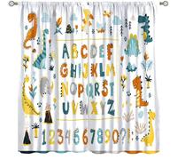 Focusbrite Kids Dinosaur Alphabet Curtains, Cartoon ABC English Windows Drapes for Boys Girls Children Bedroom Living Room Nursery Set 2 Panels,72x63 Inches