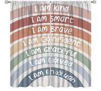 Focusbrite Rainbow Curtains, Kids Girls Baby Boho Cute Inspirational Motivational Quotes Cartoon Colorful Pastel for Nursery Classroom Bedroom Living Room Set 2 Panels,42x45 Inches