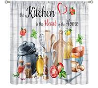 Focusbrite Rustic Kitchen Curtains, Vintage Farmhouse Country Fresh Vegetables Funny Quotes Window Drapes for Bedroom Living Room Kitchen Set 2 Panels,72x63 Inches