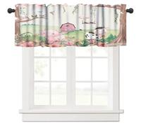 Focusbrite Watercolor Woodland Animals Valance Curtain, Spring Cartoon Wild Animal Kids Cute Rustic Forest Rod Pocket Window Valance, for Bedroom Living Room Cafe Kitchen 1 Panels W54xL18in