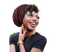 FocusCare Adjustable Sleep Cap, Satin Lined Extra Large Women Curly Hair Day & Night Available, Dark Burgundy, One Size