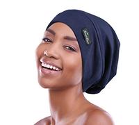 FocusCare Adjustable Sleep Hats,Silk Satin Lining Protect Curly Hair Extra Large Navy