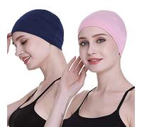 FocusCare Bamboo Cap for Sleeping Chemo Women Hair Loss Navy Pink