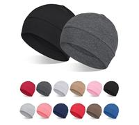 FocusCare Beanies for Men Sleeping Cotton Skull Cap Black Helmet Liner Under Hard Hat for Cycling Bike Motocycle
