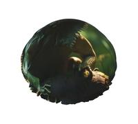 Focused Green Lizard Reusable shower cap - double-layer waterproof, elastic, environmentally friendly daily use shower cap