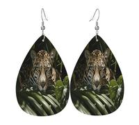 Focused on the majestic tiger Women's Teardrop Leather Earrings - Lightweight PVC Dangle Earrings, 925 Silver Hooks, Double-Sided Prints | Hypoallergenic Gift