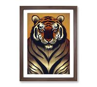 Focused Tiger Framed Print | A4 Walnut Framed Wall Art | Ready to Hang | Modern Animal Picture | Living Room Bedroom Lounge Office