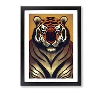 Focused Tiger Framed Print for Living Room Bedroom Home Office Décor, Wall Art Picture Ready to Hang, Black A4 Frame (34 x 25 cm)