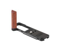 FocusFoto L-Shaped Wooden Handle Grip Quick Release Plate for Panasonic Lumix S9 Camera - Retro-Styled Handgrip, Arca Swiss Compatible Tripod Mount, Aluminum Alloy Baseplate (Black)
