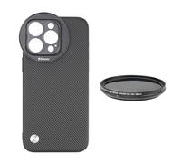 FocusFoto Phone Case Holder for iPhone 14 Pro Case, Integrated with 58mm Threaded Filter Adapter, with 58mm Variable ND2-ND400 Fader ND Neutral Density Filter Kit (Black)