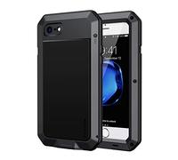 Focusor iPhone SE 2020 Case, Heavy Duty Shockproof Tough Armour Metal Case with Built-in Screen Protector, 360 Full Body Protective Cover for iPhone 7/8, Dust Proof Design -Black