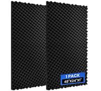 Focusound 1 Pack Acoustic Foam Panels, 48''X24''X1'' Egg Crate Sound Proof Foam, High Density Noise Cancelling Soundproofing Wall Panels for Studio Office Game Room (Black)