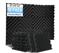 Focusound 16 Pack Sound Proof Foam Panels, 2" x 12" x 12" Acoustic Foam Panels for Wall High Density Soundproofing Wedge Panels for Studio Office Game Room
