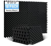 Focusound 18 Pack Acoustic Foam Panels, 2"X12"X12" Egg Crate Sound Proof Foam Panels for Walls, High Density Noise Cancelling Soundproofing Wall Panels