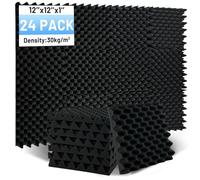 Focusound 24 Pack Acoustic Foam Panels, 1"X12"X12" Egg Crate Sound Proof Foam Panels for Walls, High Density Noise Cancelling Soundproofing Wall Panels