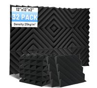 Focusound 32 Pack Sound Proof Foam Panels, 2" x 12" x 12" Acoustic Foam Panels for Wall High Density Soundproofing Wedge Panels for Studio Office Game Room