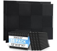 Focusound 36 Pack Sound Proof Foam Panels, 1" x 12" x 12" Acoustic Foam Panels for Wall High Density Soundproofing Wedge Panels for Studio Office Game Room