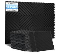 Focusound 48 Pack Sound Proof Foam Panels, 1" x 12" x 12" Acoustic Foam Panels for Wall High Density Soundproofing Wedge Panels for Studio Office Game Room